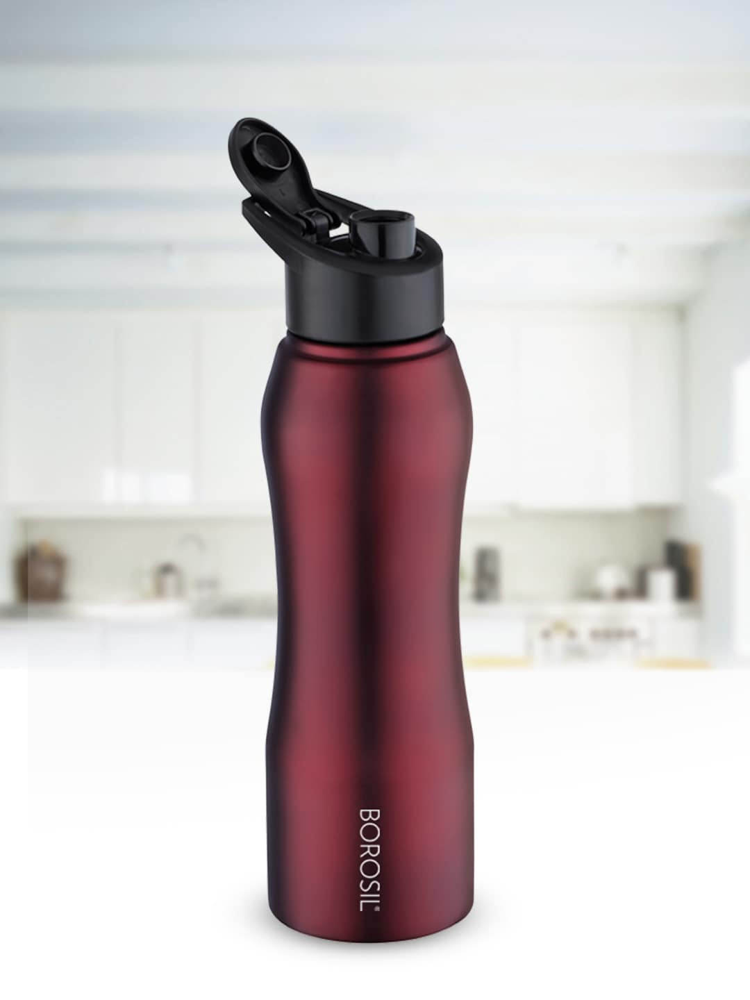 

BOROSIL Grip n Sip Leakproof BPA Free Stainless Steel Water Bottle 750ml, Maroon