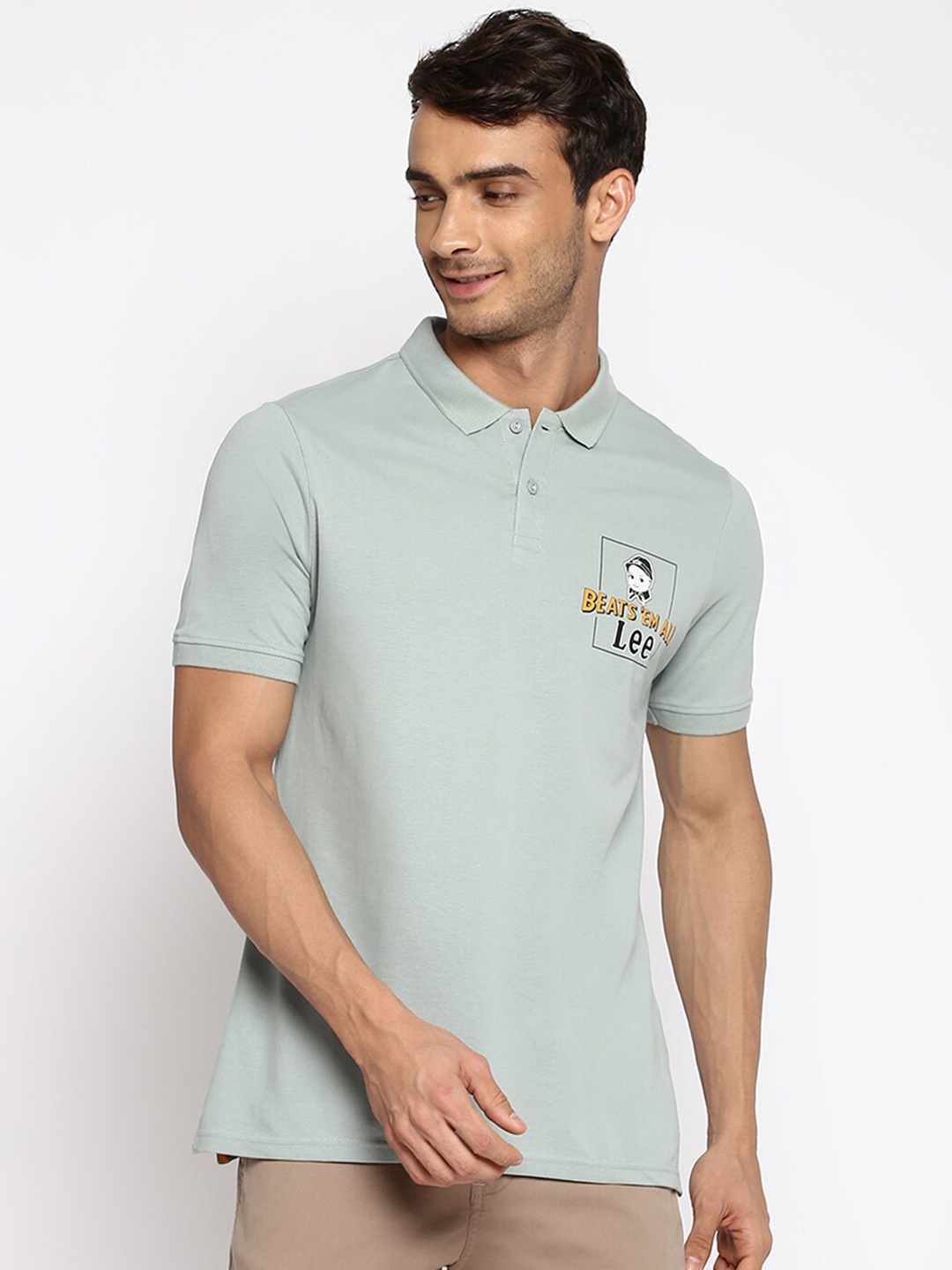 

Lee Men Blue Polo Collar Slim Fit T-shirt