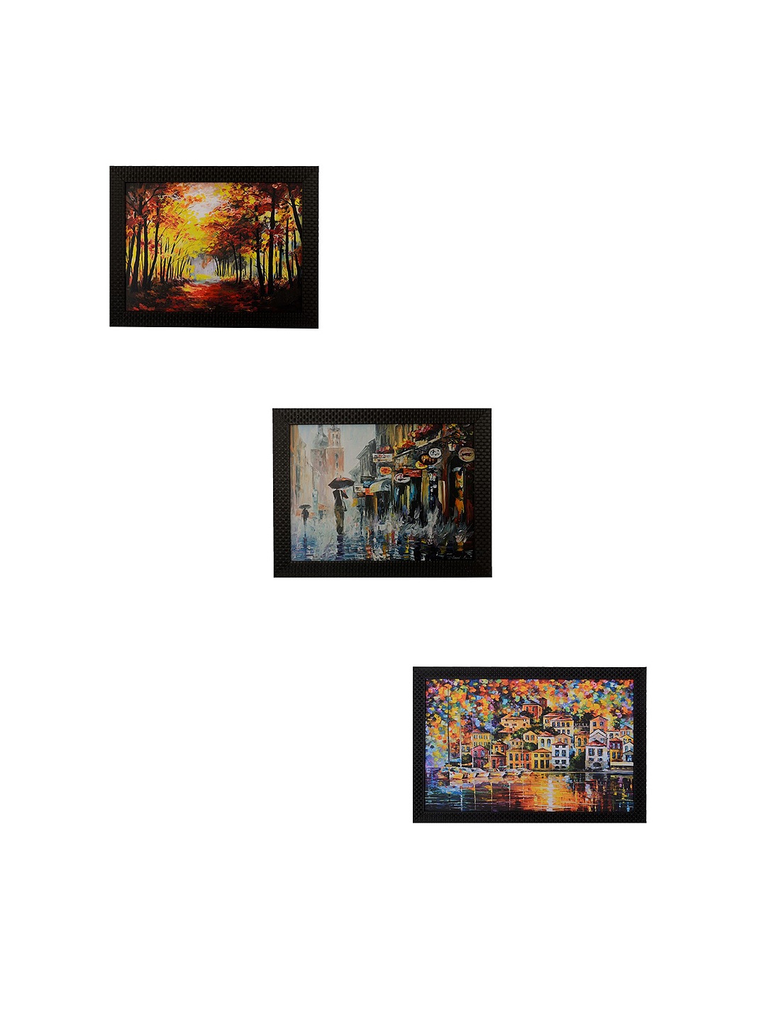 

eCraftIndia Multicoloured Set of 3 Nature's Beauty UV Wall Art, Multi