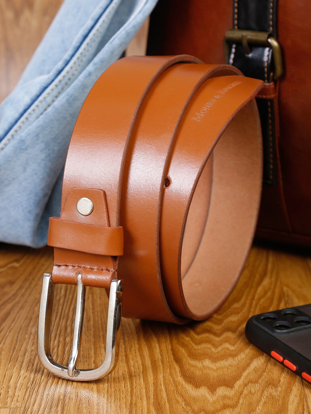 

MONKS & KNIGHTS Men Tan Brown Formal Belt