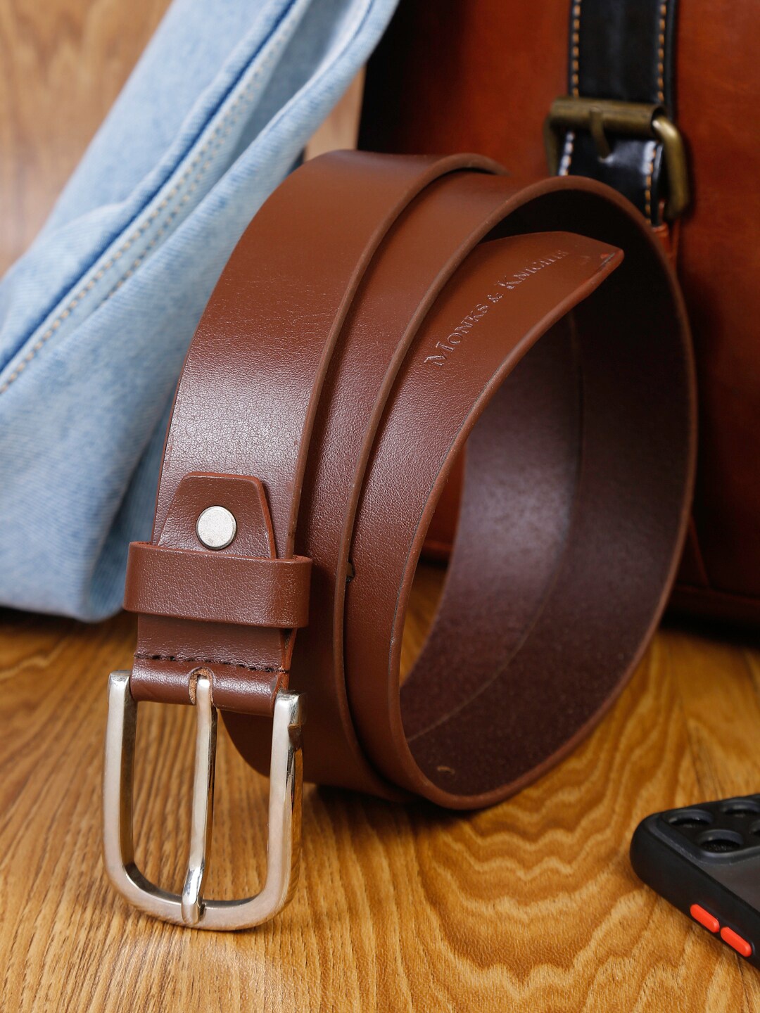 

MONKS & KNIGHTS Men Brown PU Formal Belt