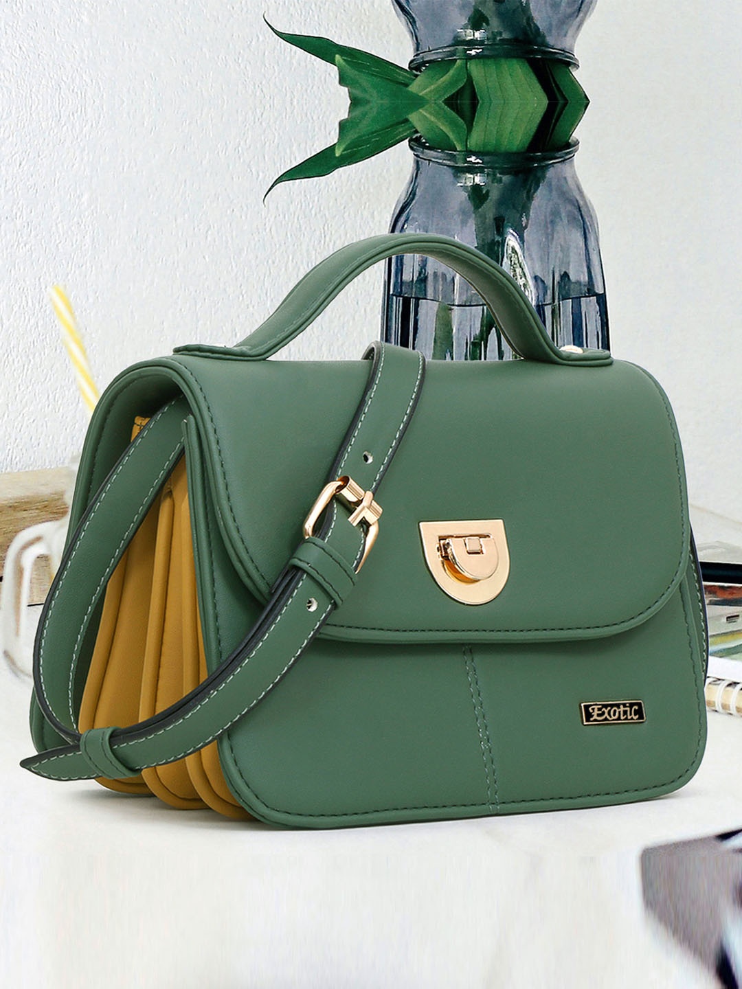 

Exotic Green PU Structured Sling Bag