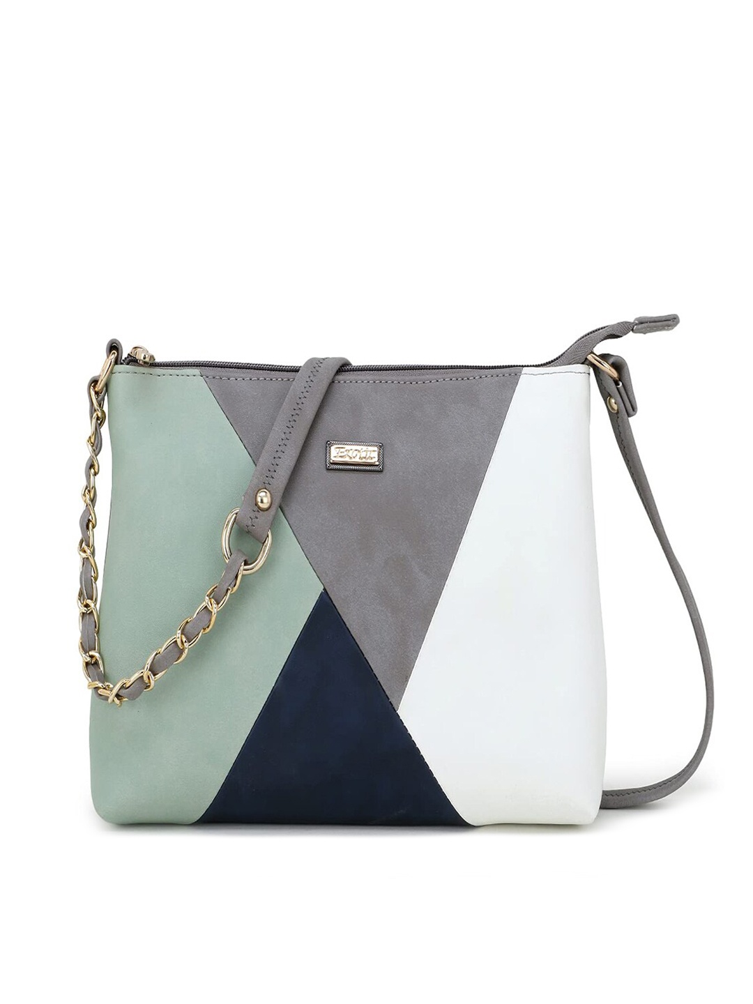 

Exotic Grey Colourblocked PU Structured Sling Bag