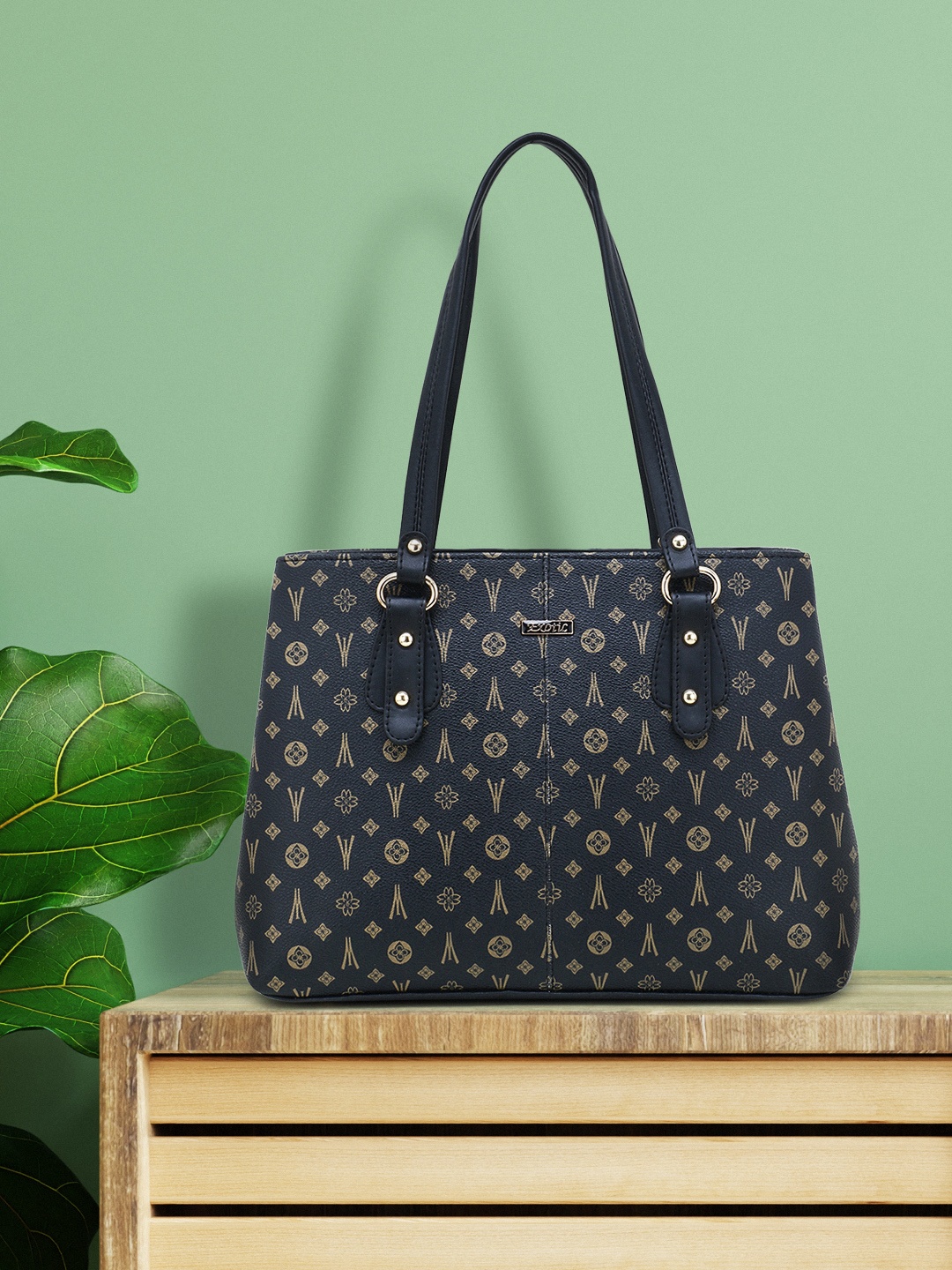 

Exotic Black Printed PU Structured Handheld Bag