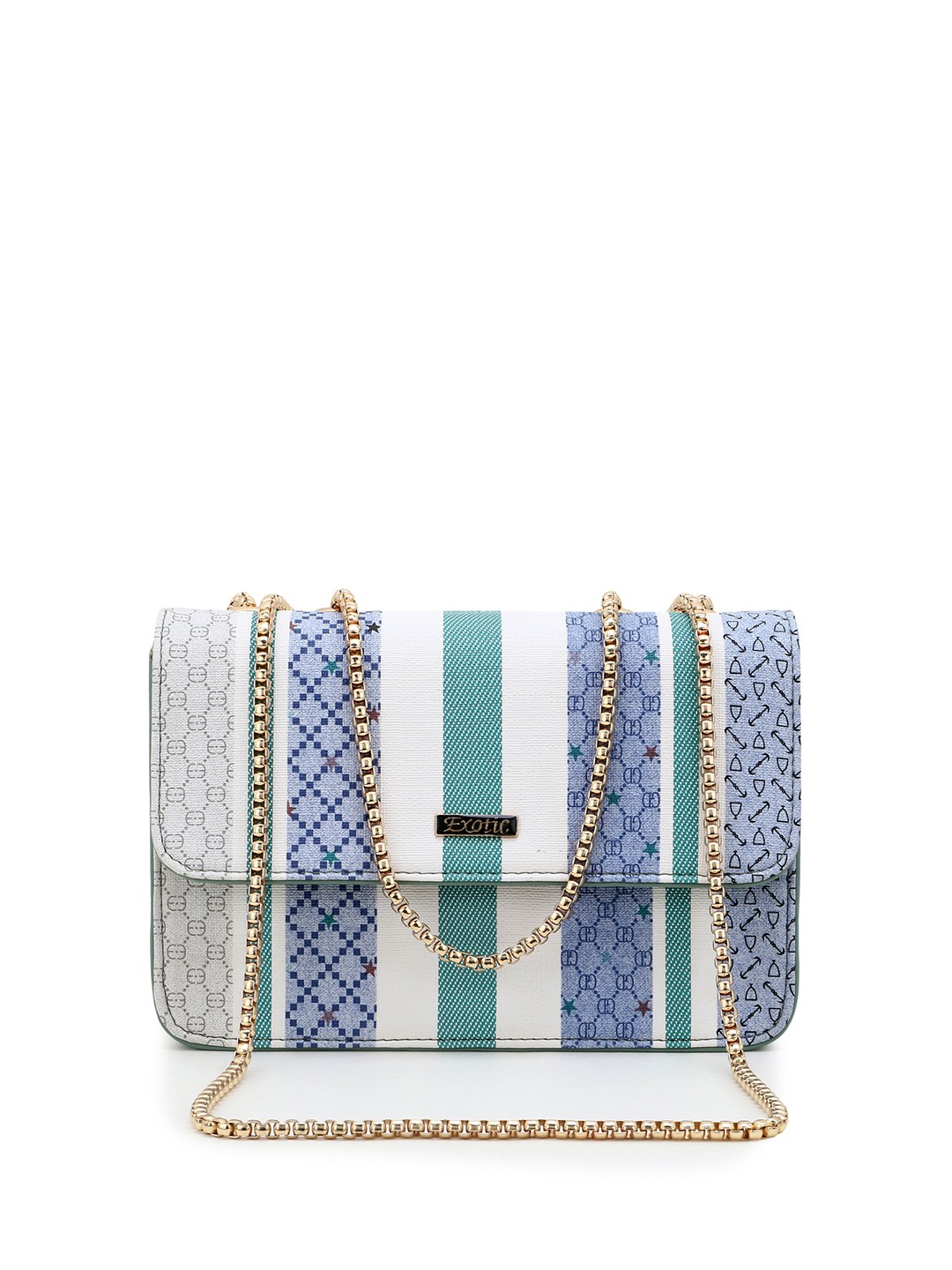 

Exotic White Striped PU Structured Sling Bag