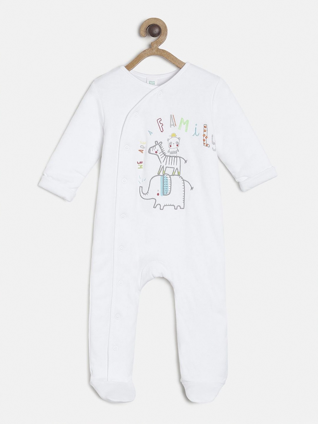 

MINI KLUB Boys Off White Printed Pure Cotton Sleepsuit