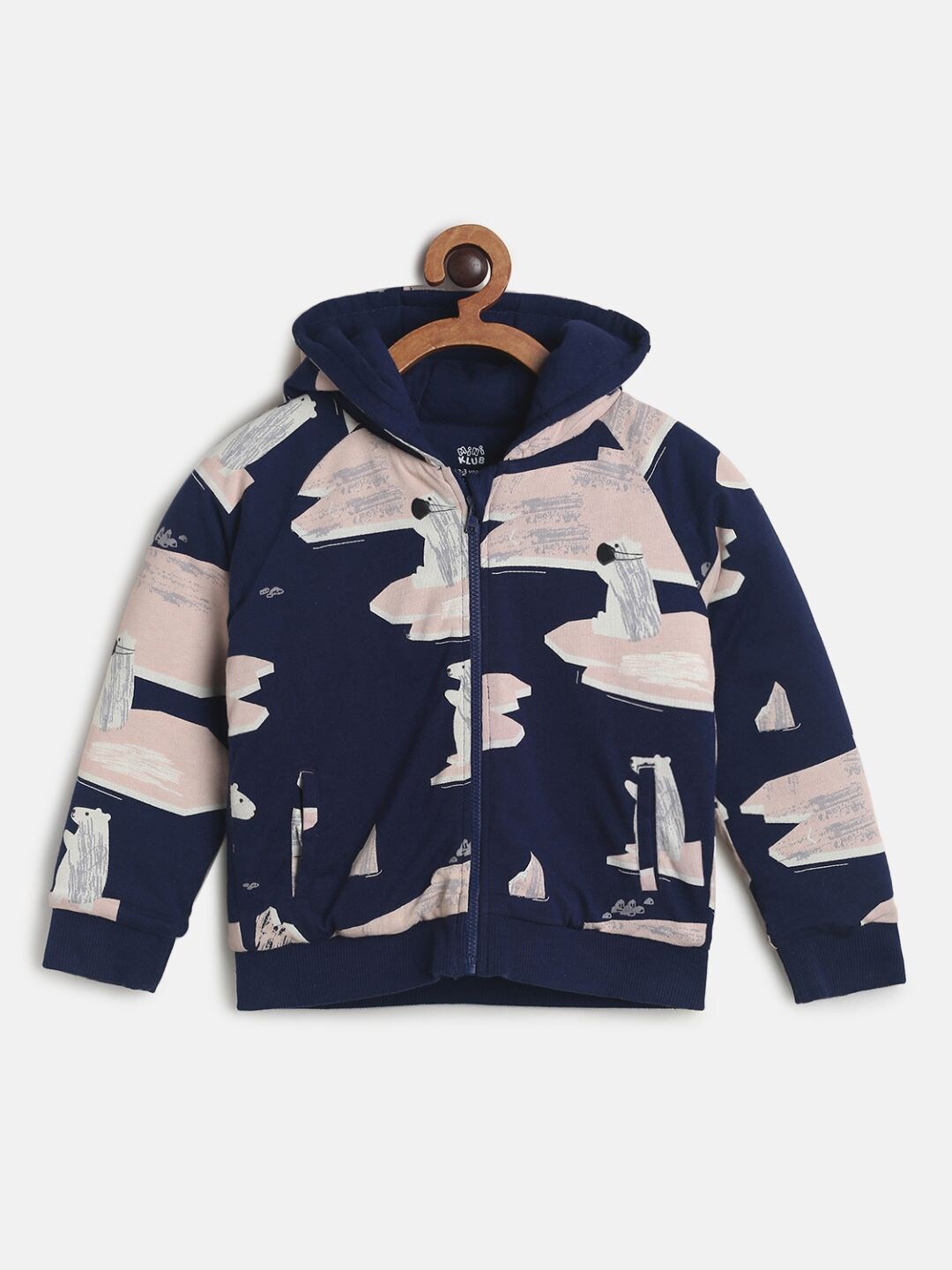 

MINI KLUB Boys Navy Blue Camouflage Lightweight Open Front Jacket