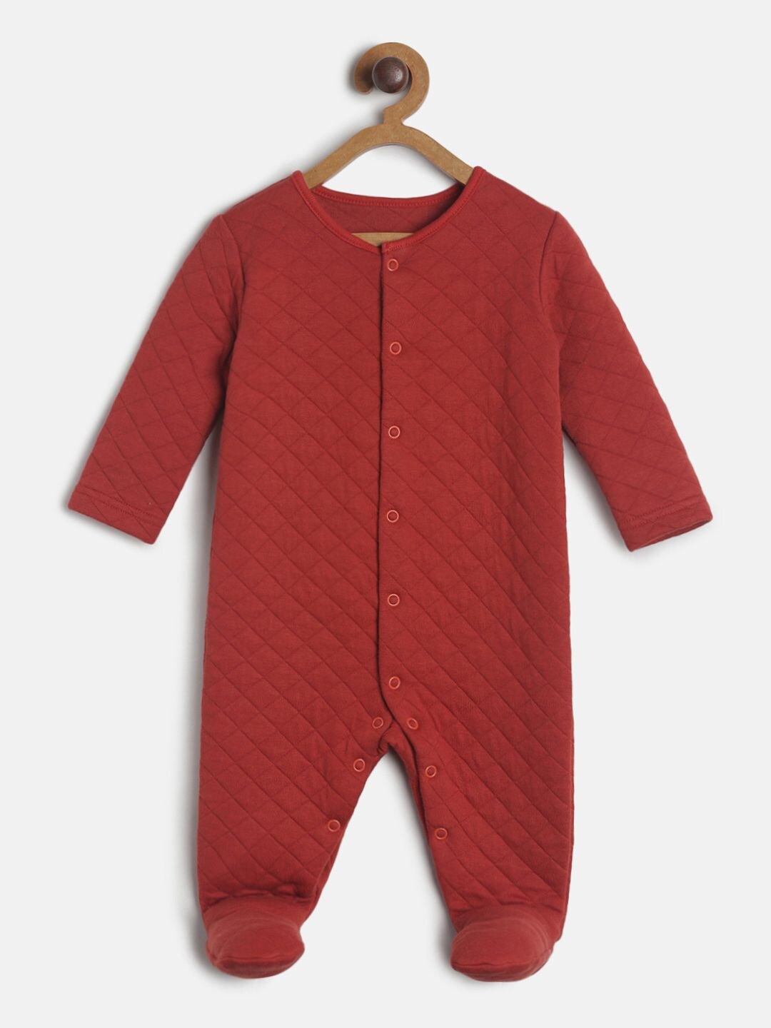 

MINI KLUB Infant Boys Maroon Solid Pure Cotton Sleepsuit