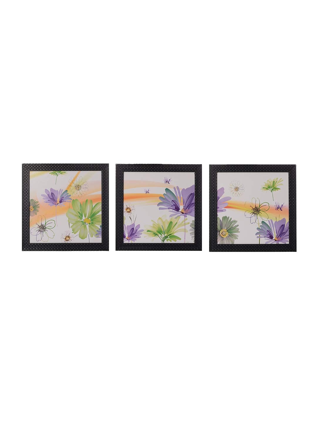 

eCraftIndia Set of 3 Multicoloured Floral UV Wall Art, Multi
