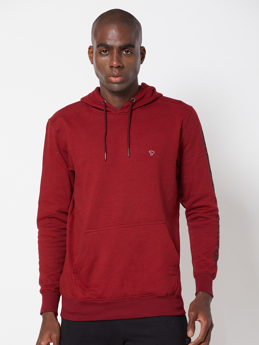 

SPORTO Men Red Cotton Hooded Sweatshirt