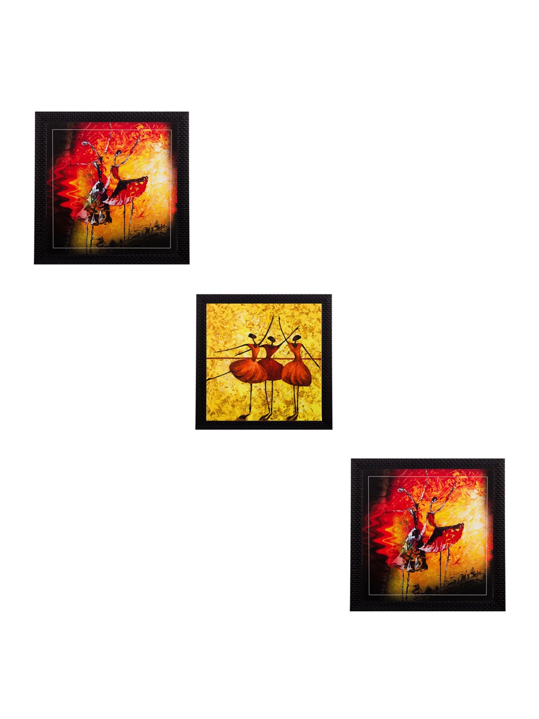 

eCraftIndia Multicoloured Set of 3 Dancing Girls UV Wall Art, Multi