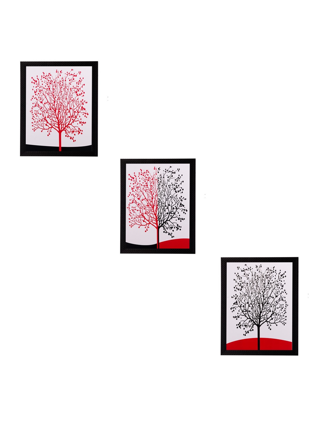 

eCraftIndia Multicoloured Set of 3 Trees UV Wall Art, Multi