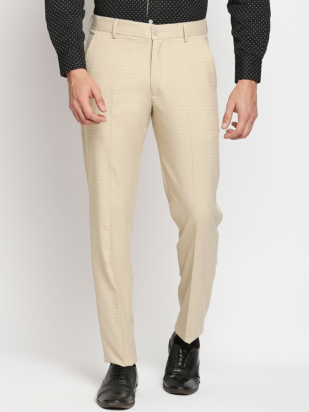 

Solemio Men Beige Formal Trousers