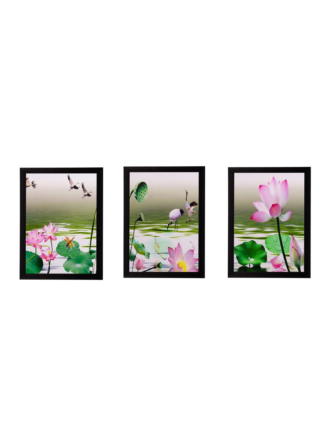 

eCraftIndia Multicoloured Set of 3 Flowers UV Wall Art, Multi