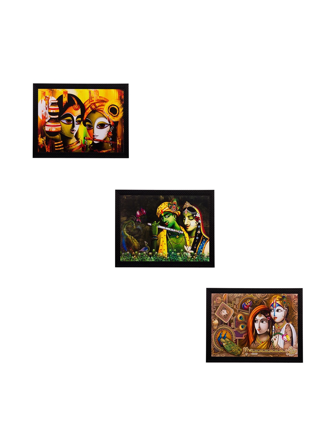 

eCraftIndia Set of 3 Multicoloured Lord Radha Krishna UV Wall Art, Multi