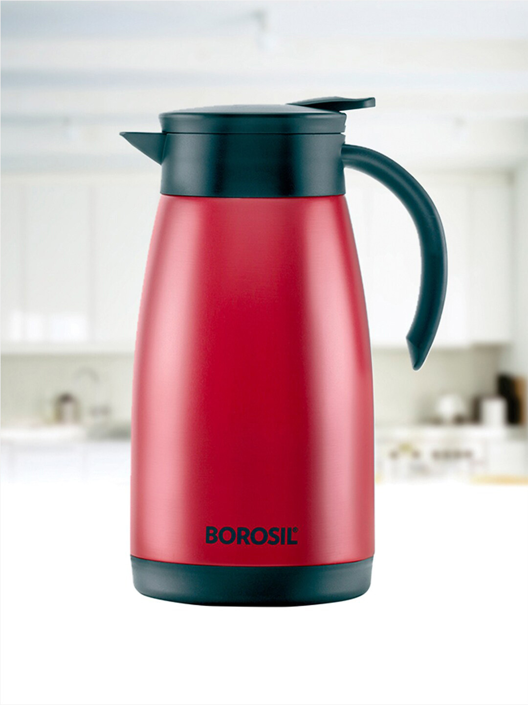 

BOROSIL Double Wall Vacuum Insulated Thermosteel Carafe Teapot 1L, Red