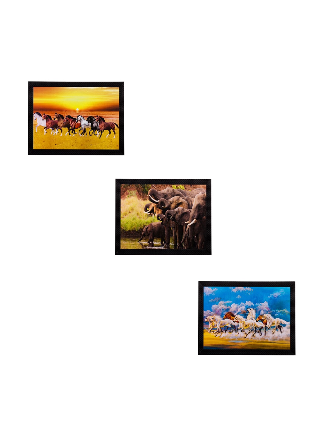 

eCraftIndia Set of 3 Multicoloured Animals UV Wall Art, Multi