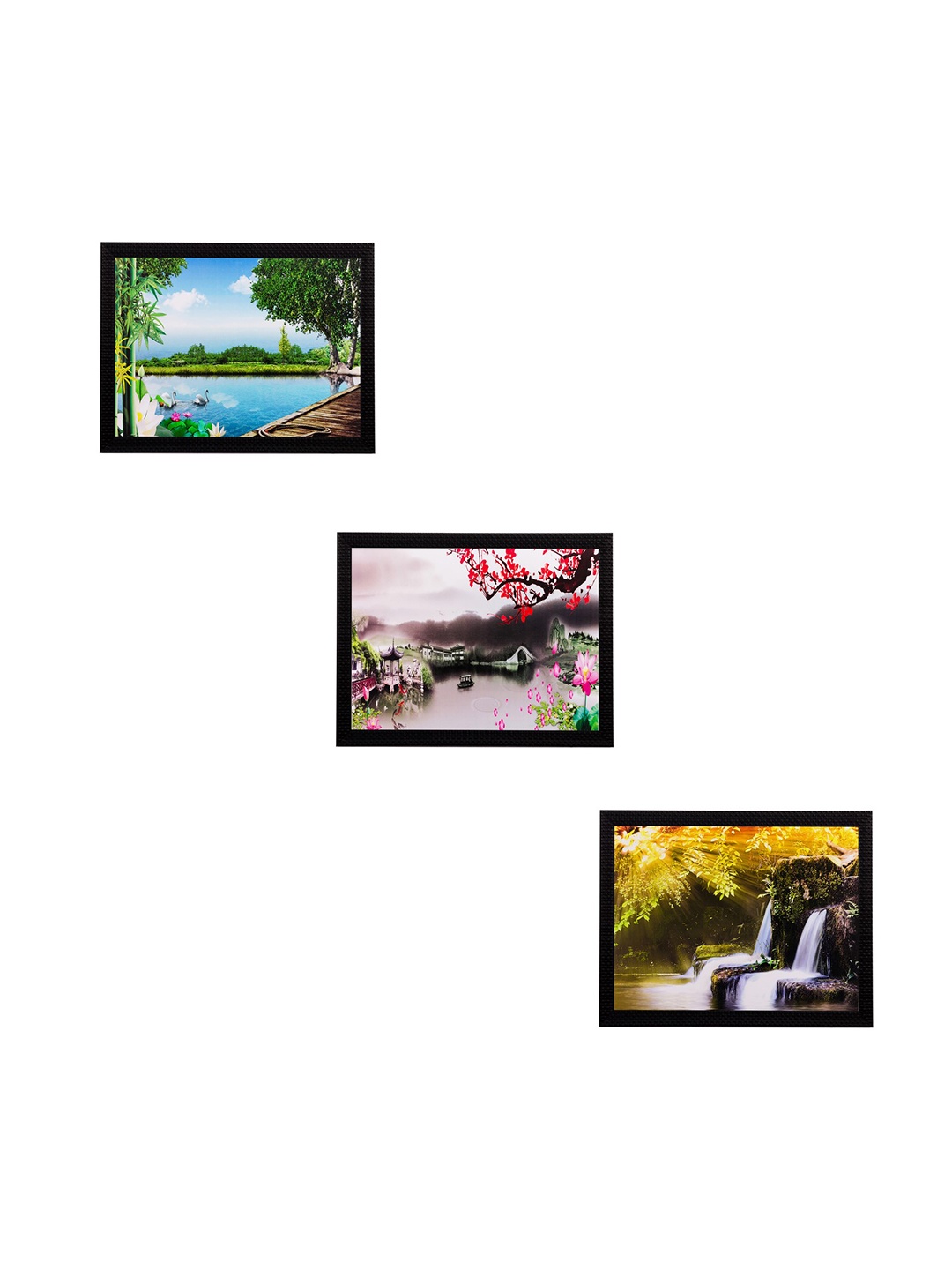 

eCraftIndia Set of 3 Multicoloured Scenary UV Wall Art, Multi