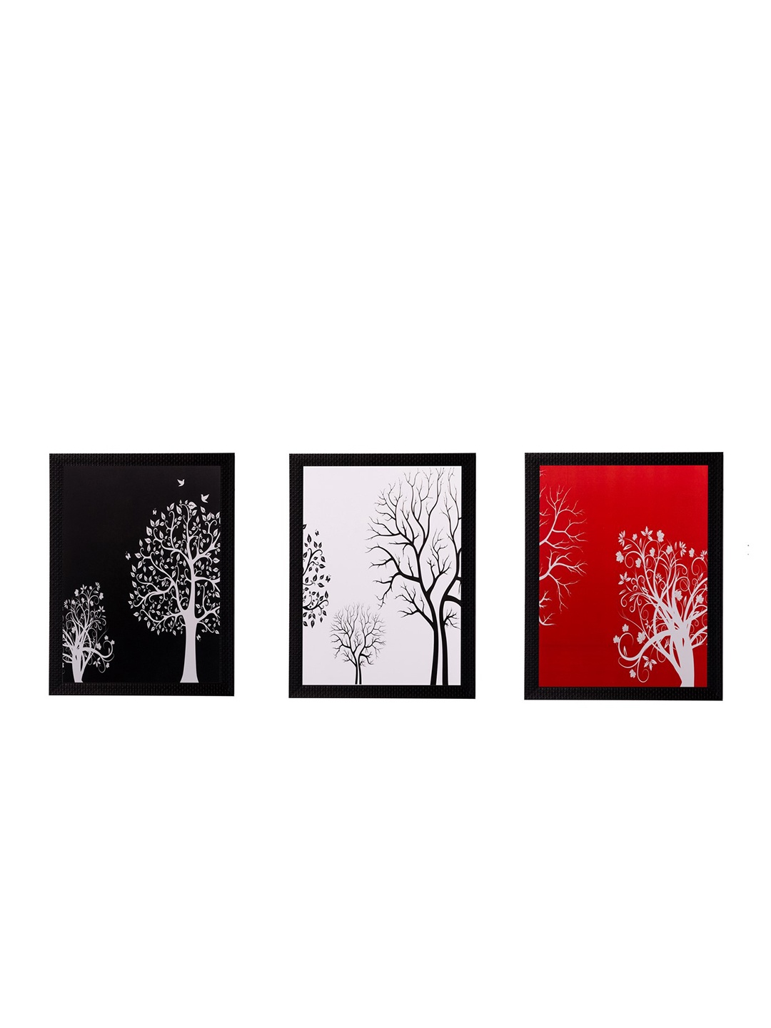 

eCraftIndia Set of 3 Black & White Trees UV Wall Art