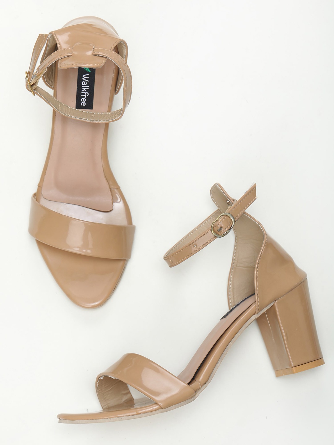 

Walkfree Tan Block Sandals with Buckles