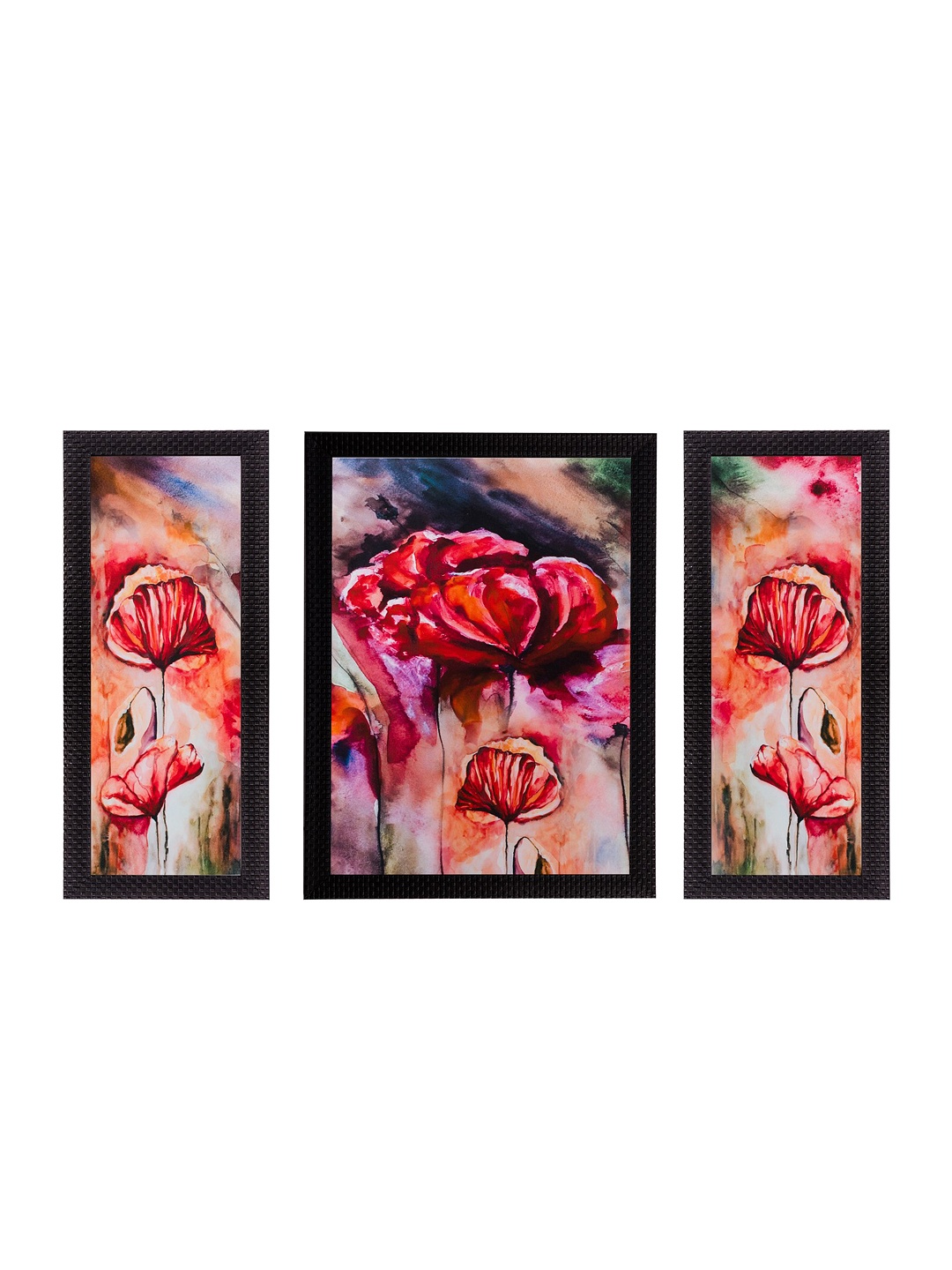 

eCraftIndia Set of 3 Multicoloured Floral UV Wall Art, Multi