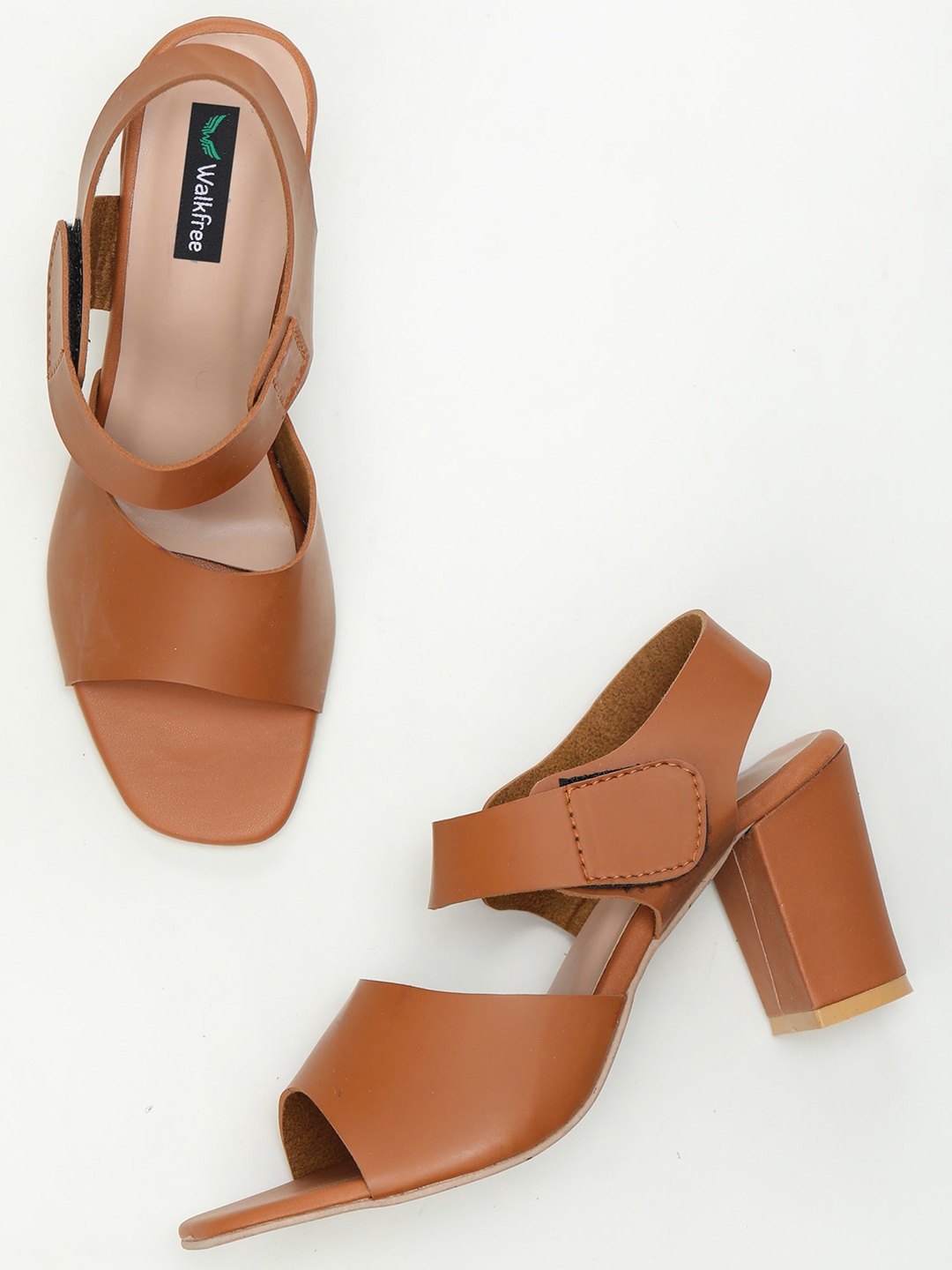 

Walkfree Tan Brown Block Heels Mules