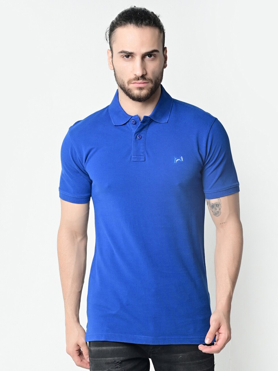 

FLAWLESS Men Blue Polo Collar T-shirt