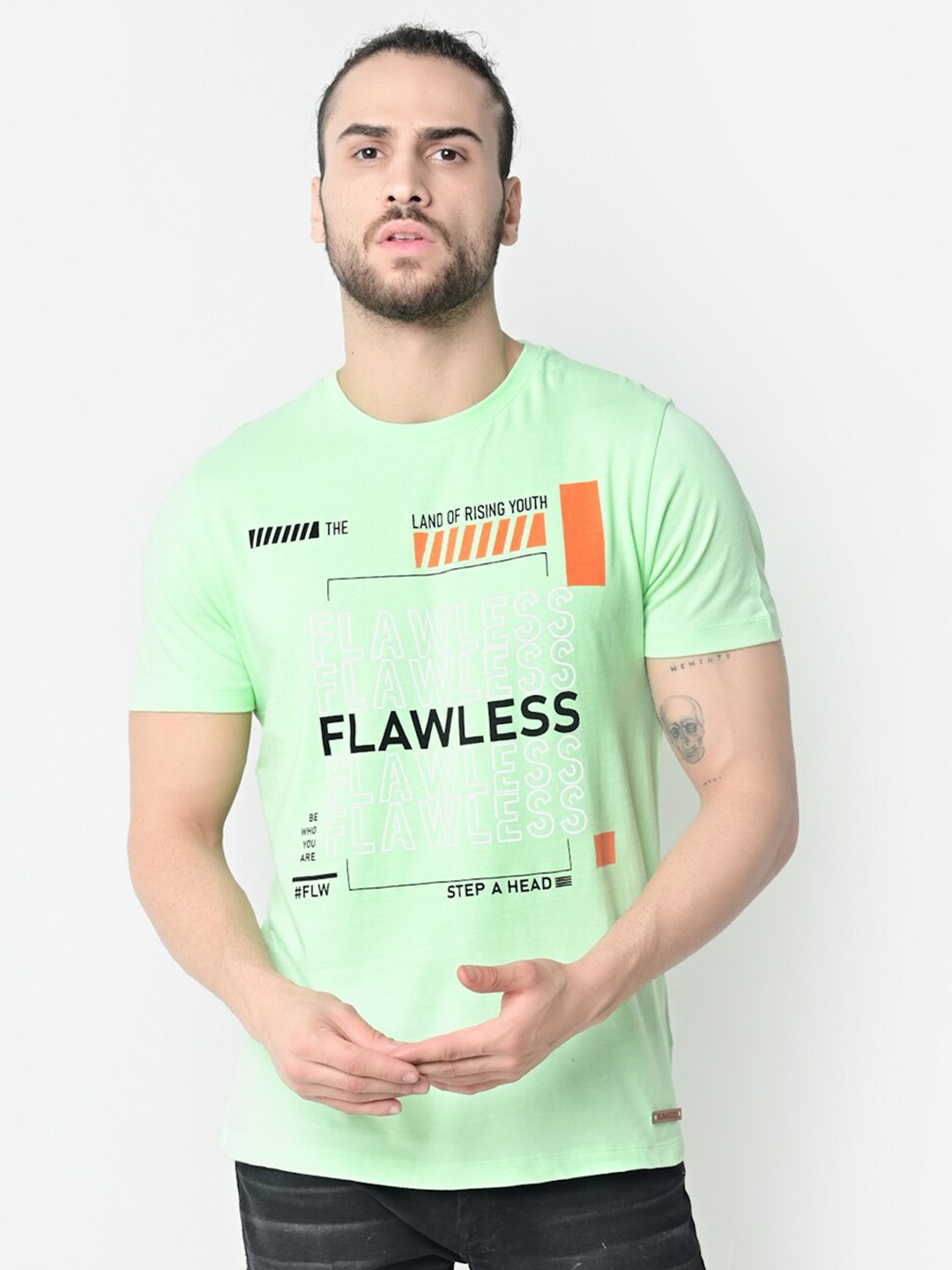 

FLAWLESS Men Sea Green Typography Printed T-shirt