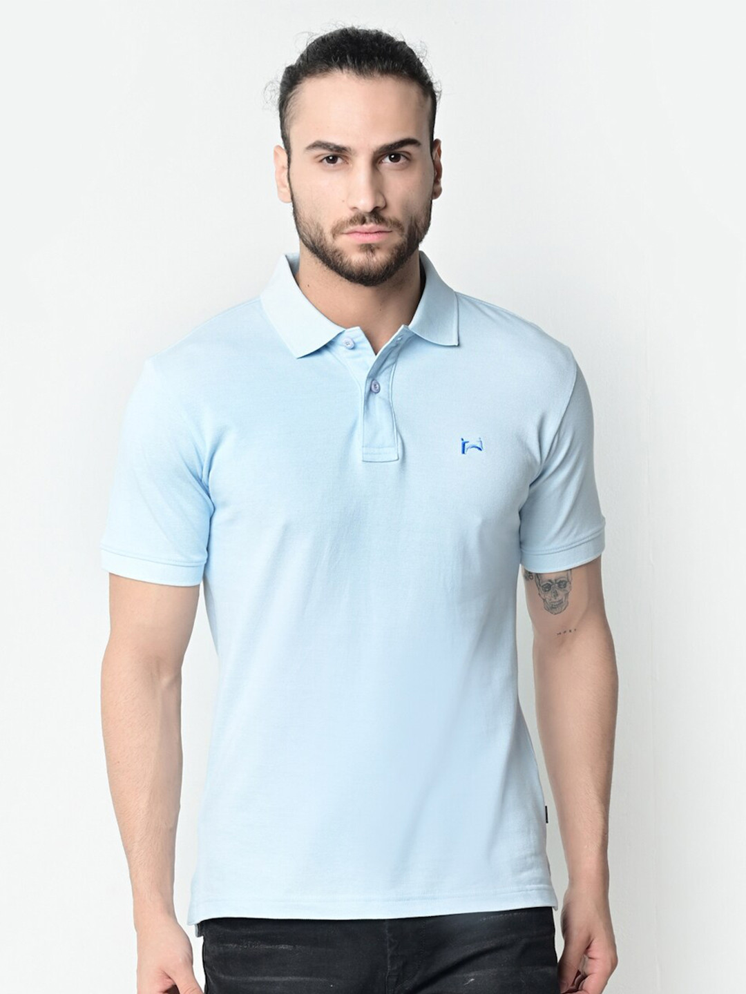 

FLAWLESS Men Blue Polo Collar T-shirt