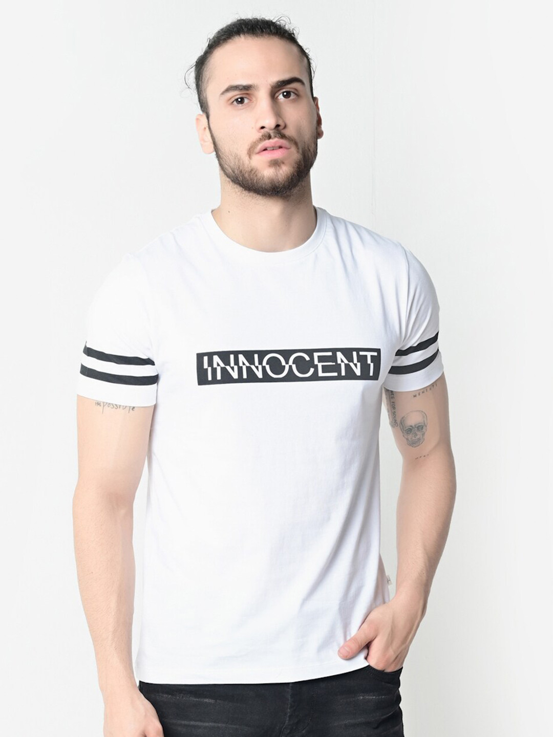 

FLAWLESS Men White & magnolia Typography T-shirt