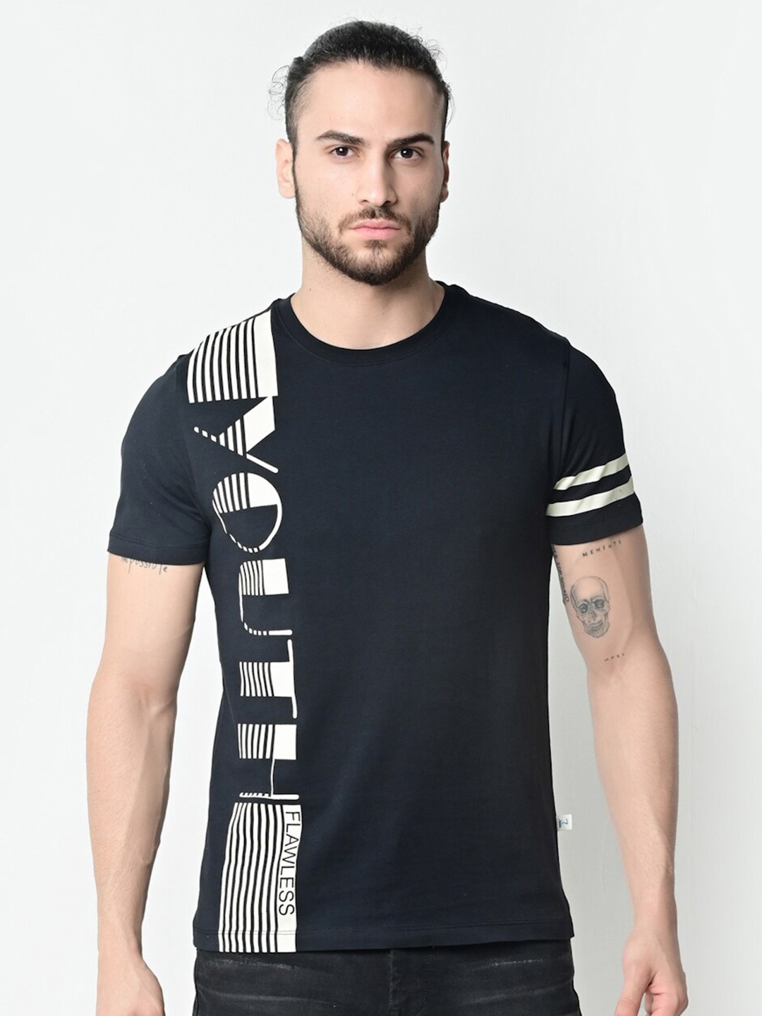 

FLAWLESS Men Black Printed T-shirt