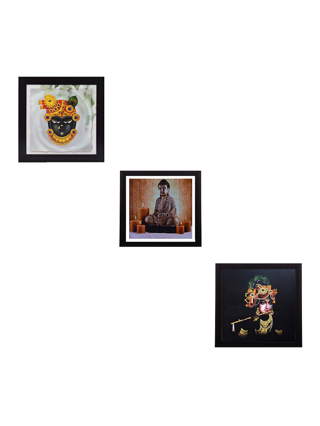 

eCraftIndia Multicoloured Set of 3 Religious UV Wall Art, Multi
