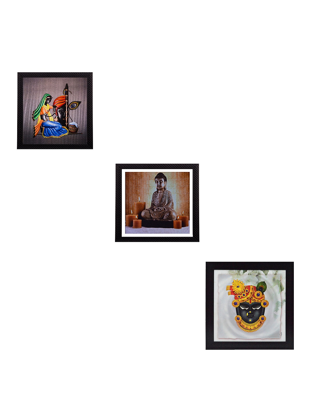 

eCraftIndia Multicoloured Set of 3 Religious UV Wall Art, Multi