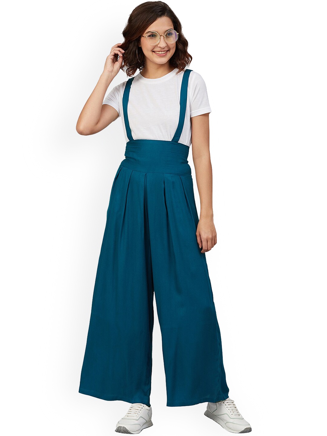 

Orchid Blues Women Navy Blue Loose Fit High-Rise Pleated Trousers