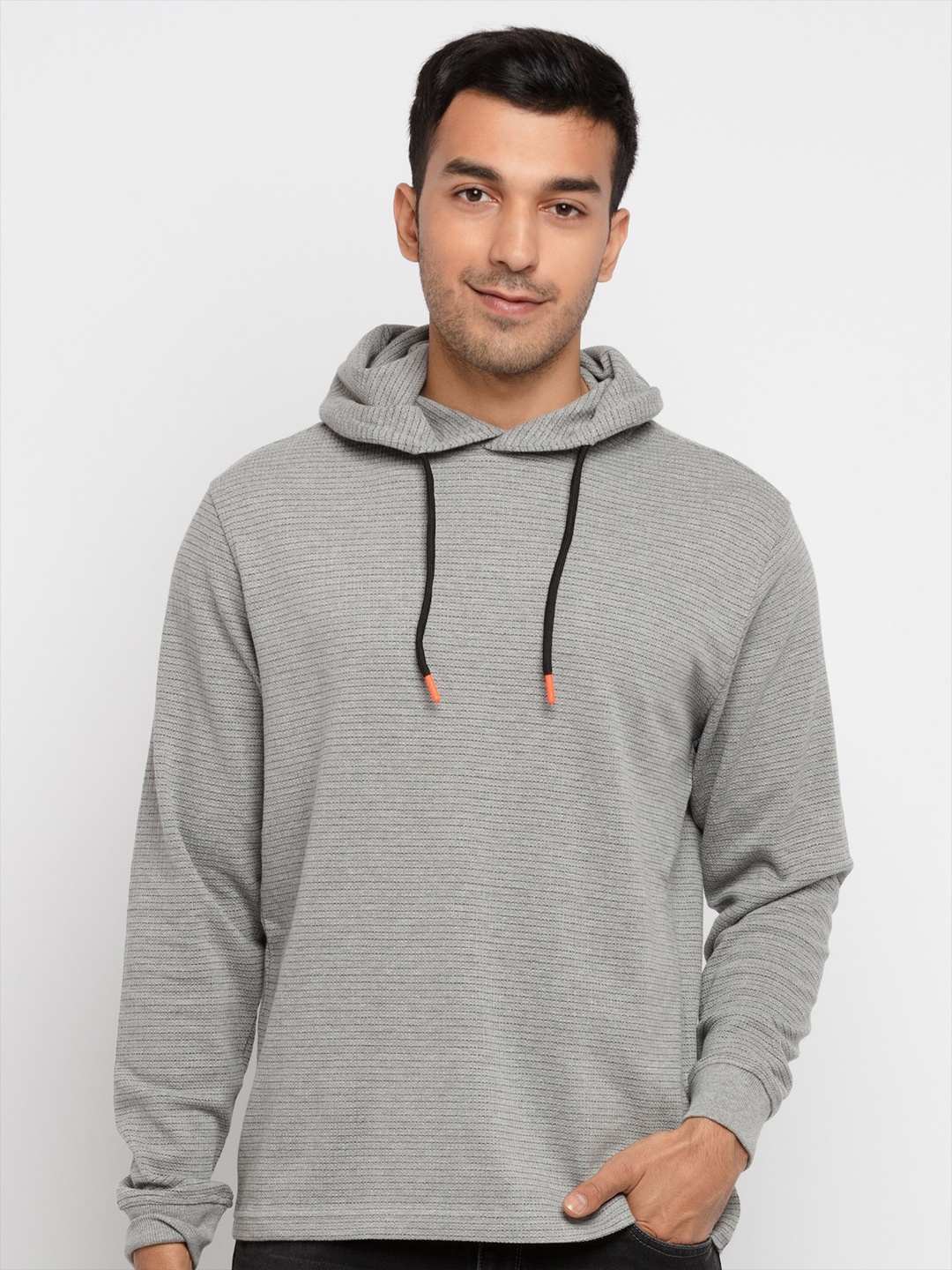 

Status Quo Men Grey Hooded Cotton Sweatshirt