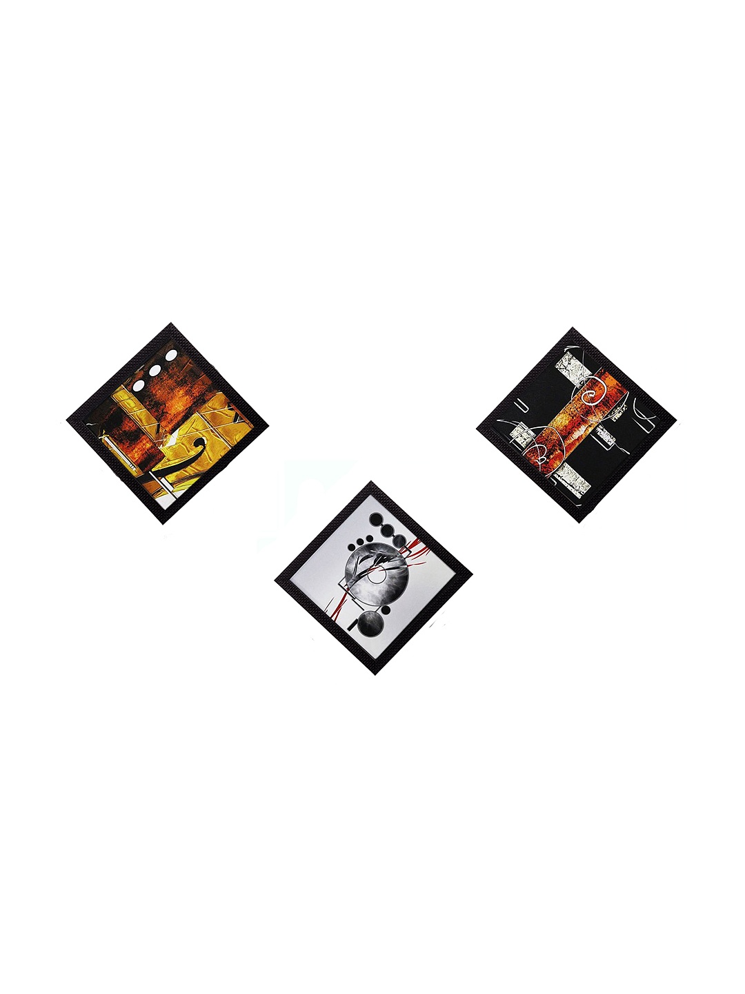 

eCraftIndia Multicoloured Set of 3 Abstract UV Wall Art, Multi