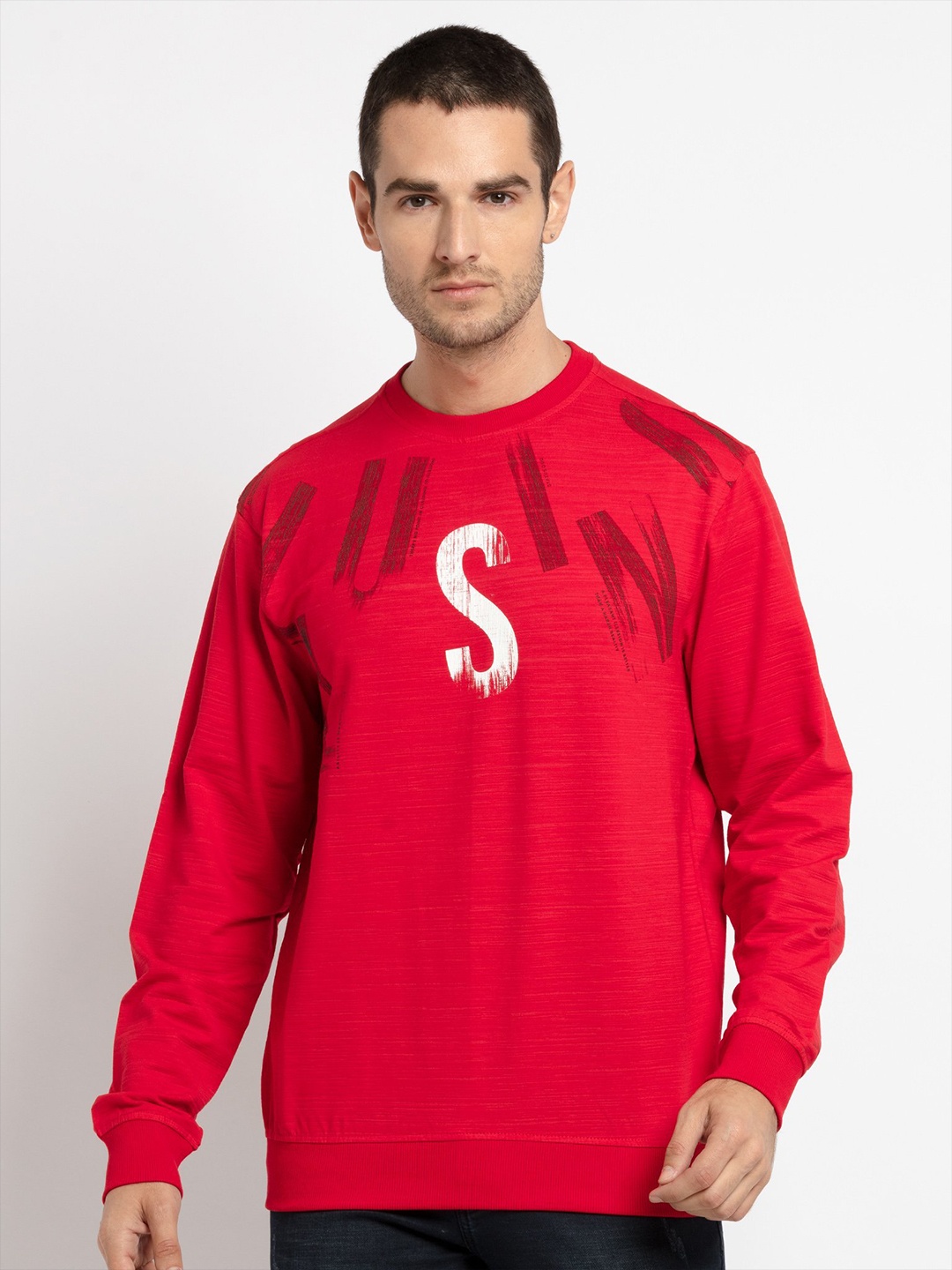 

Status Quo Men Red Printed Sweatshirt