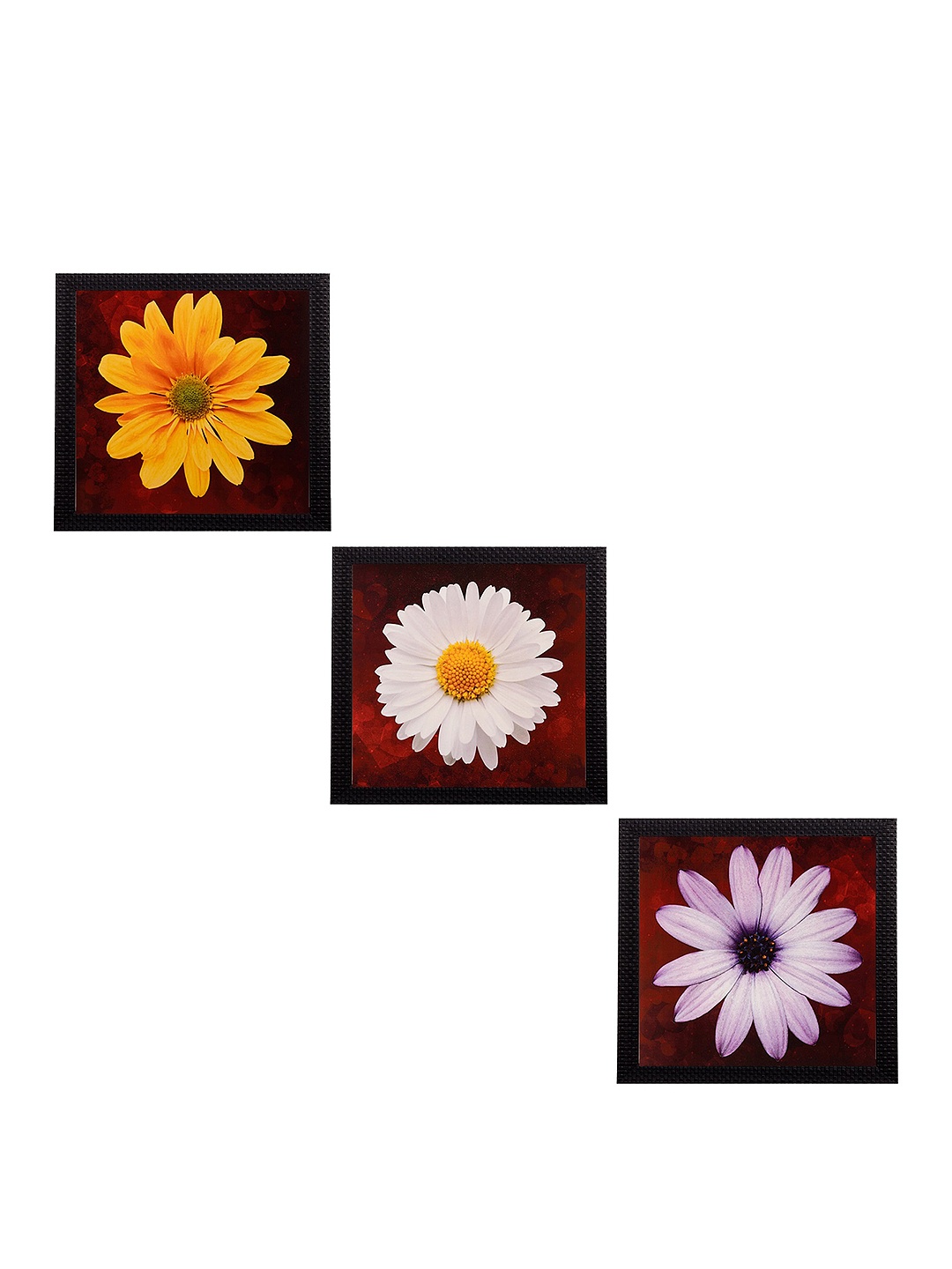 

eCraftIndia Multicoloured Set of 3 Floral UV Wall Art, Multi
