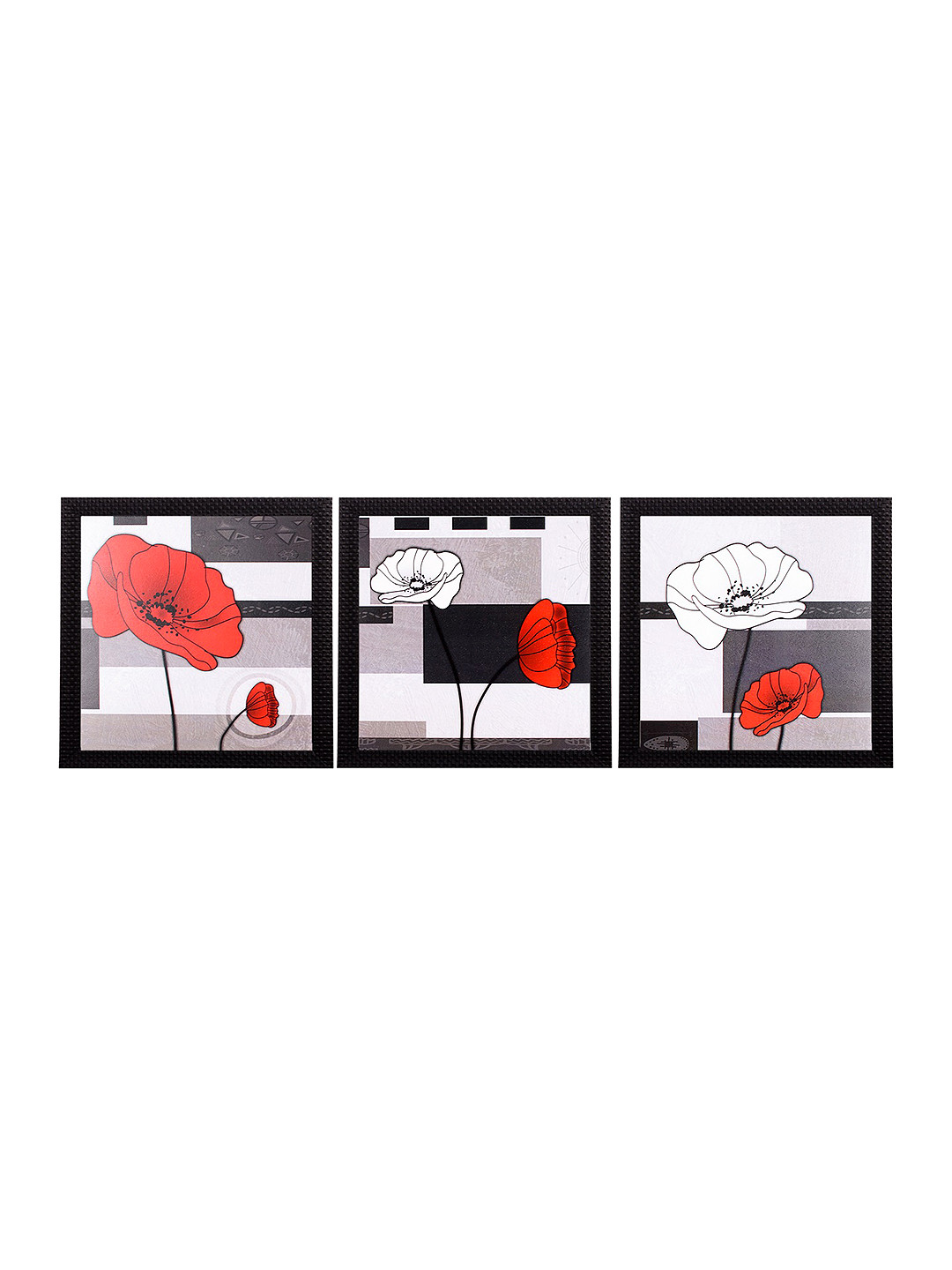 

eCraftIndia Multicoloured Set of 3 Floral UV Wall Art, Multi