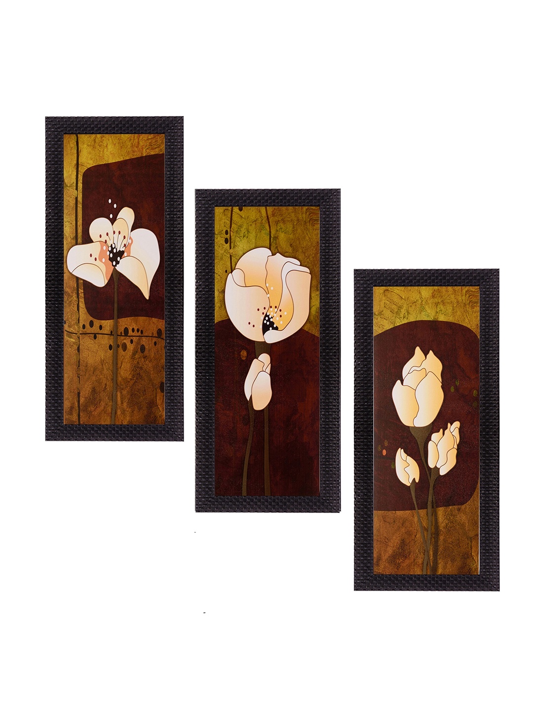 

eCraftIndia Multicoloured Set of 3 Floral UV Wall Art, Multi