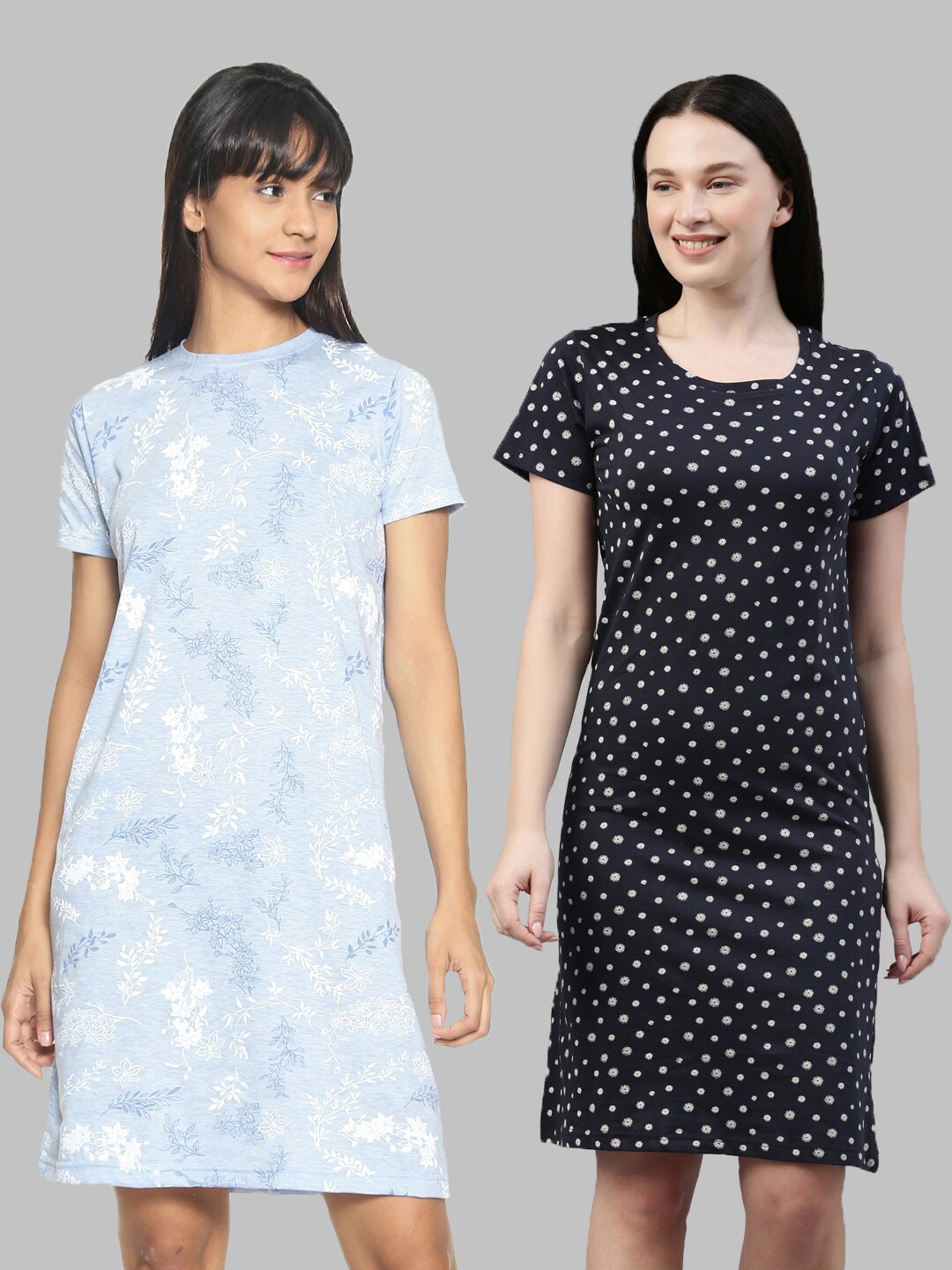 

Kryptic Blue Pack of 2 Printed Nightdress