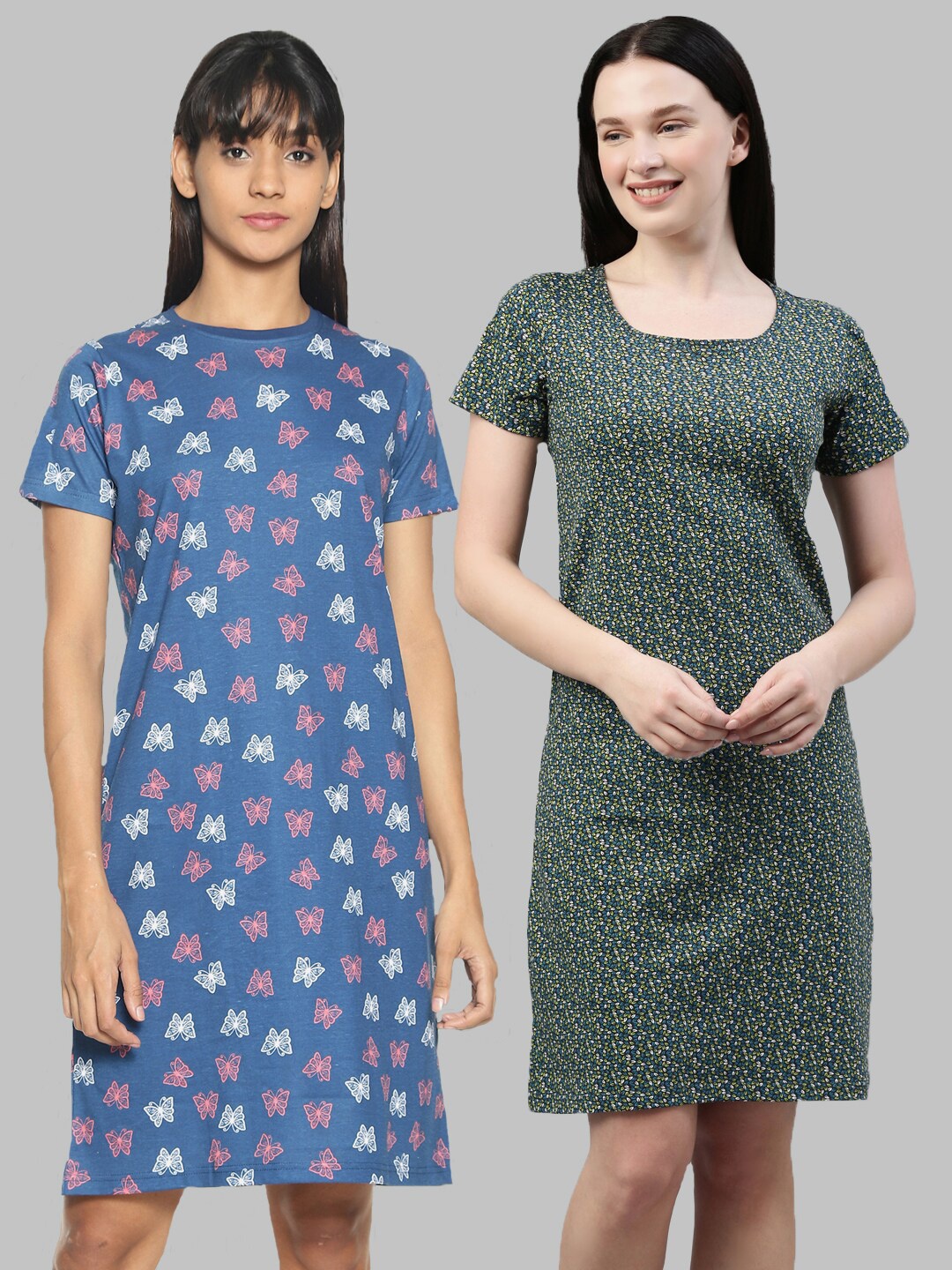 

Kryptic Pack of 2 Printed Nightdress, Green