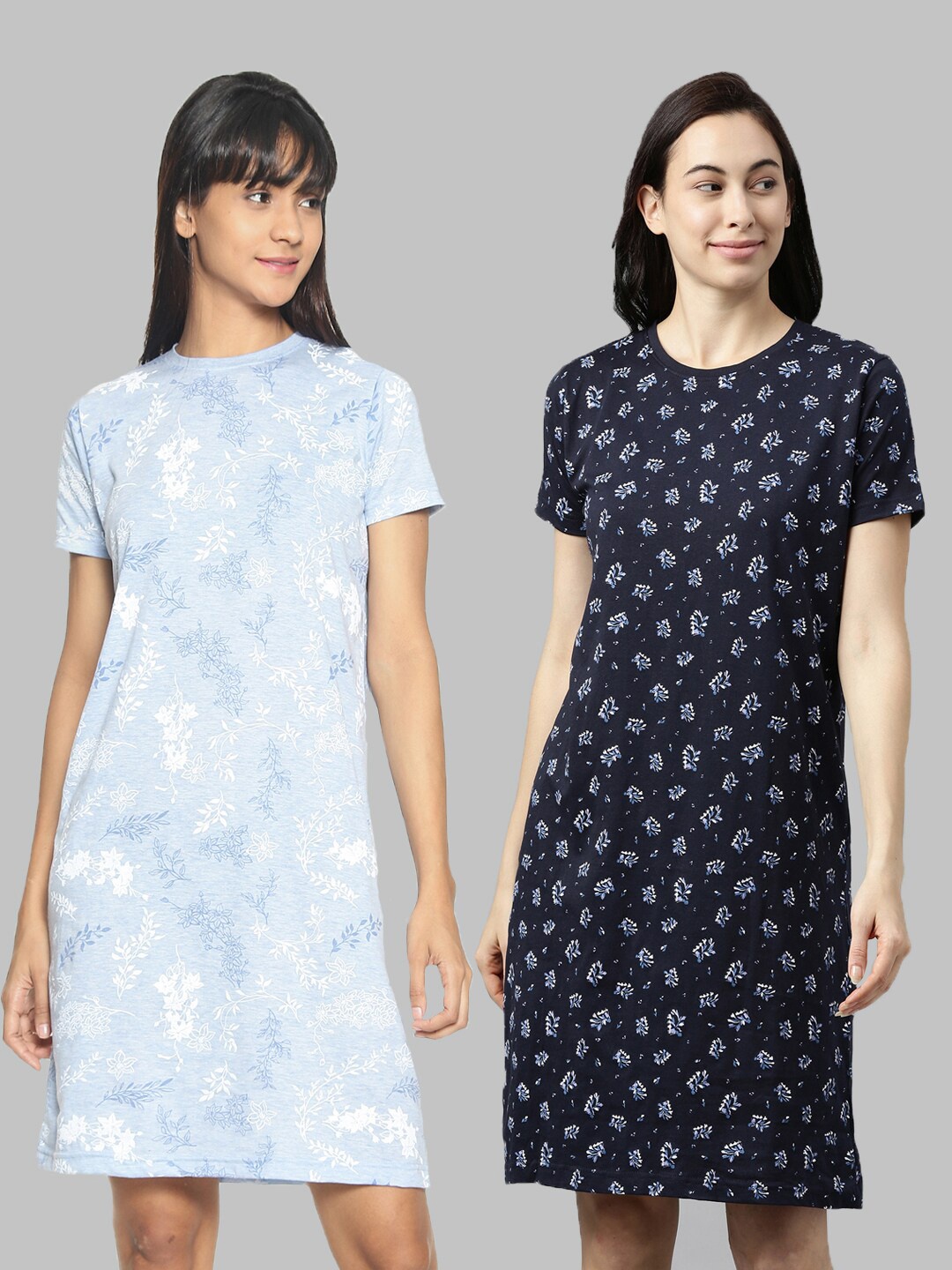 

Kryptic Blue Pack Of 2 Printed Nightdress