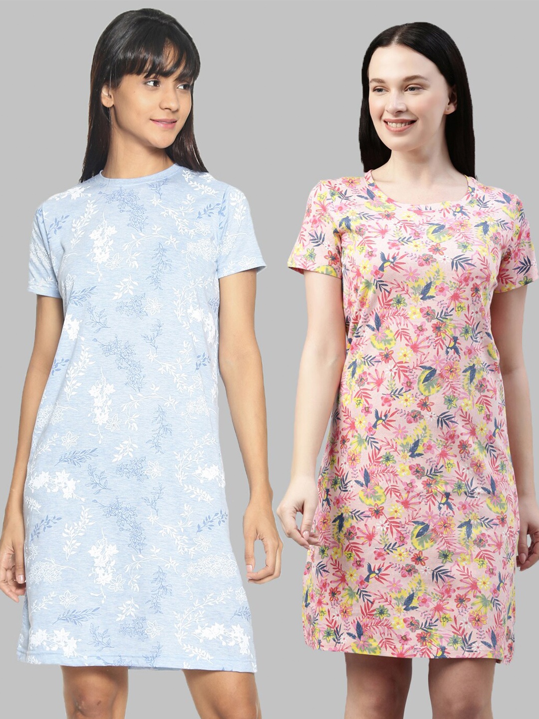 

Kryptic Pack Of 2 Printed Nightdress, Blue