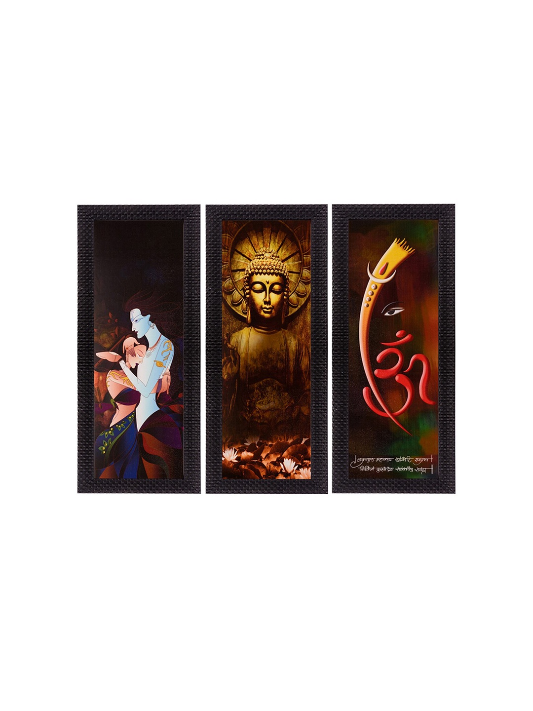 

eCraftIndia Multicoloured Set of 3 Religious UV Wall Art, Multi