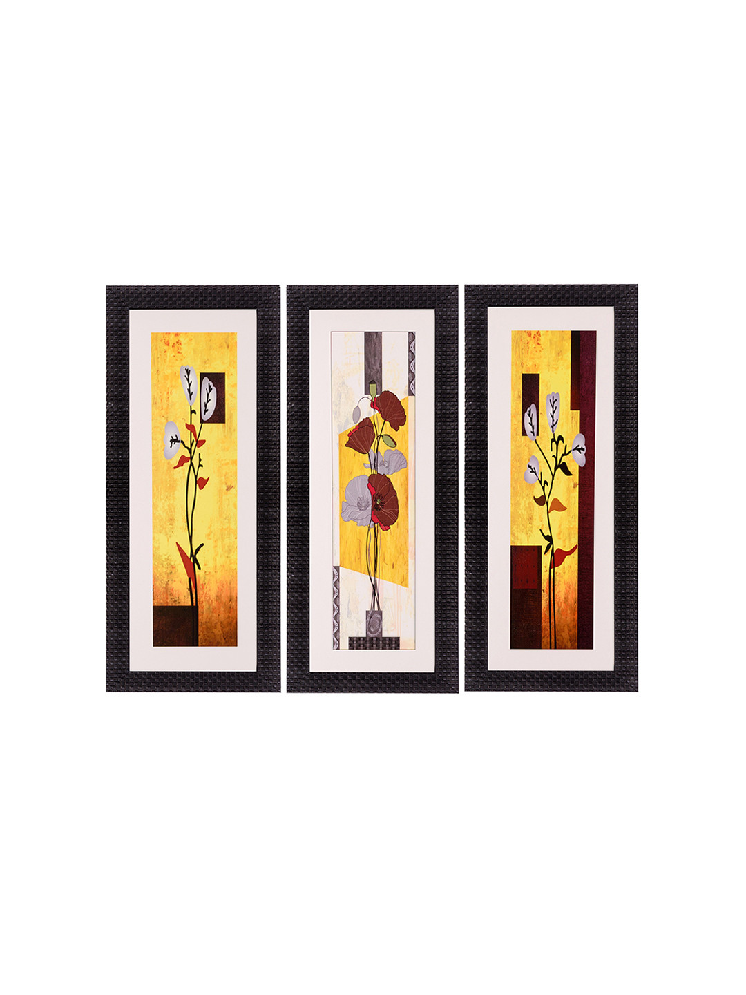 

eCraftIndia Multicoloured Set of 3 Floral UV Wall Art, Multi