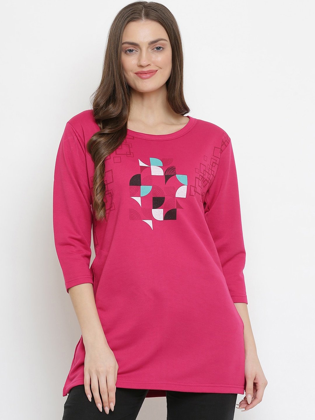 

Duchess Women Magenta Printed Winter Lounge T-shirt