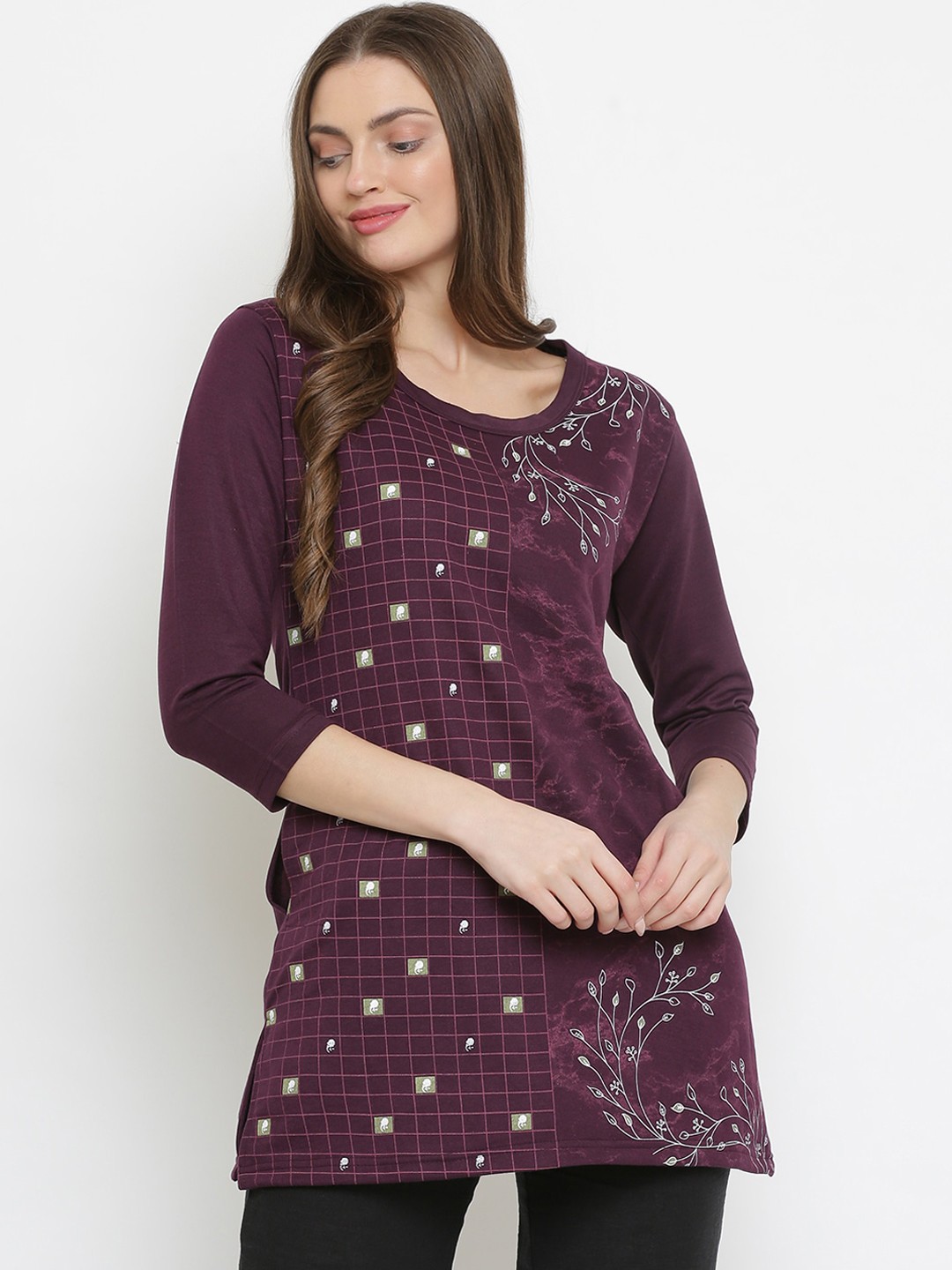 

Duchess Women Burgundy Light Weight Winter Long Top