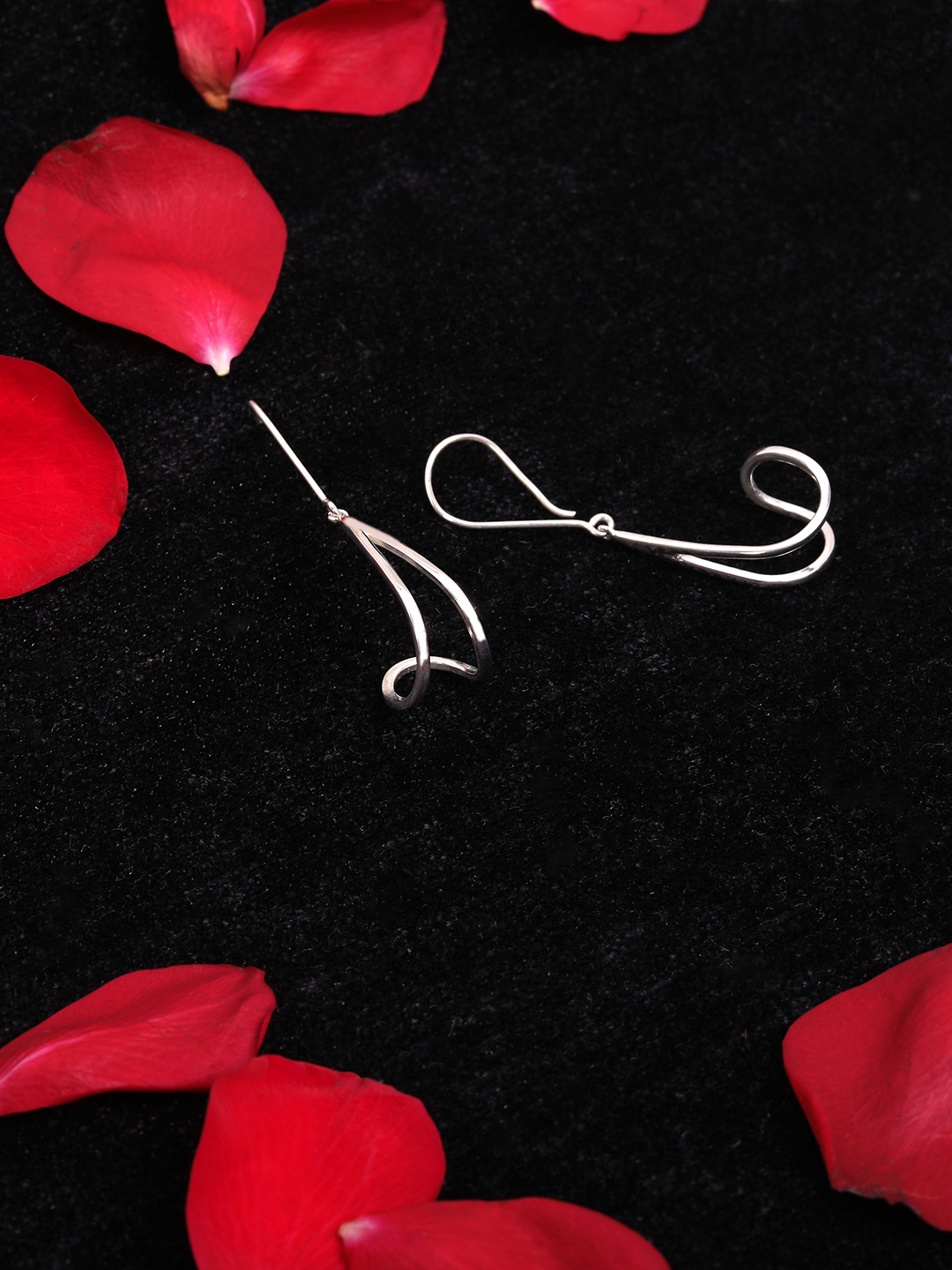 

TRISHONA Silver-Plated 925 Sterling Silver Contemporary Drop Earrings