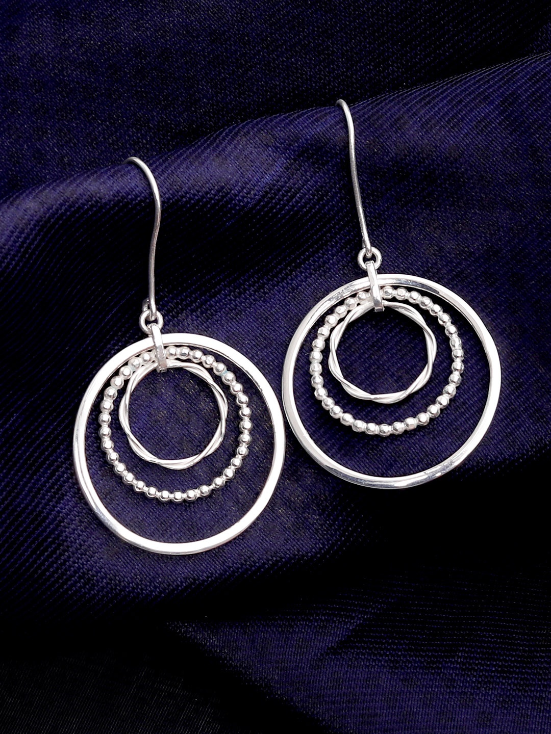 

TRISHONA Silver-Plated Contemporary Drop Earrings